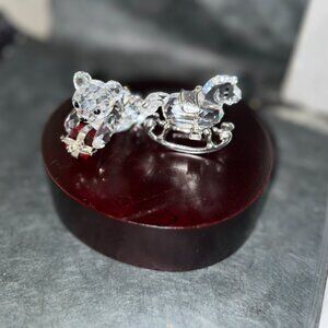 Swarovski Crystal Rocking Horse with Rhodium Silver, and Teddy Bear w/red gift